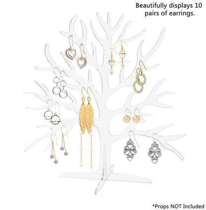 Eleven Inch High Tree Shaped Earring Jewelry Counter Display Stand Ten Pairs with Earrings