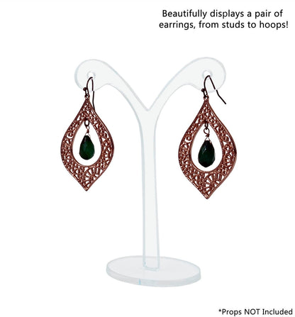 Four Inches High Y Shaped Whimsical Counter Top Earring Display Clear Vanity