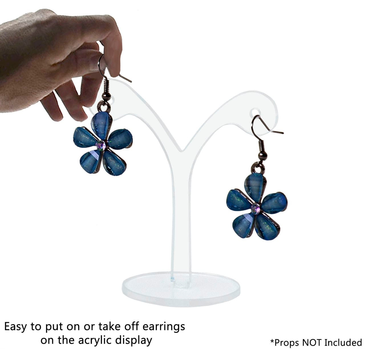 Three inches high Y Shaped Whimsical Countertop Earring Display Holder Clear