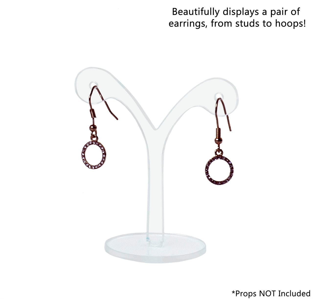 Three inches high Y Shaped Whimsical Countertop Earring Display Holder Clear with set of earrings