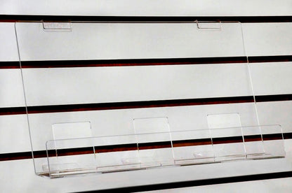 18"W Slatwall Book Shelf with Lip Stop Catalog Booklet Rack Clear
