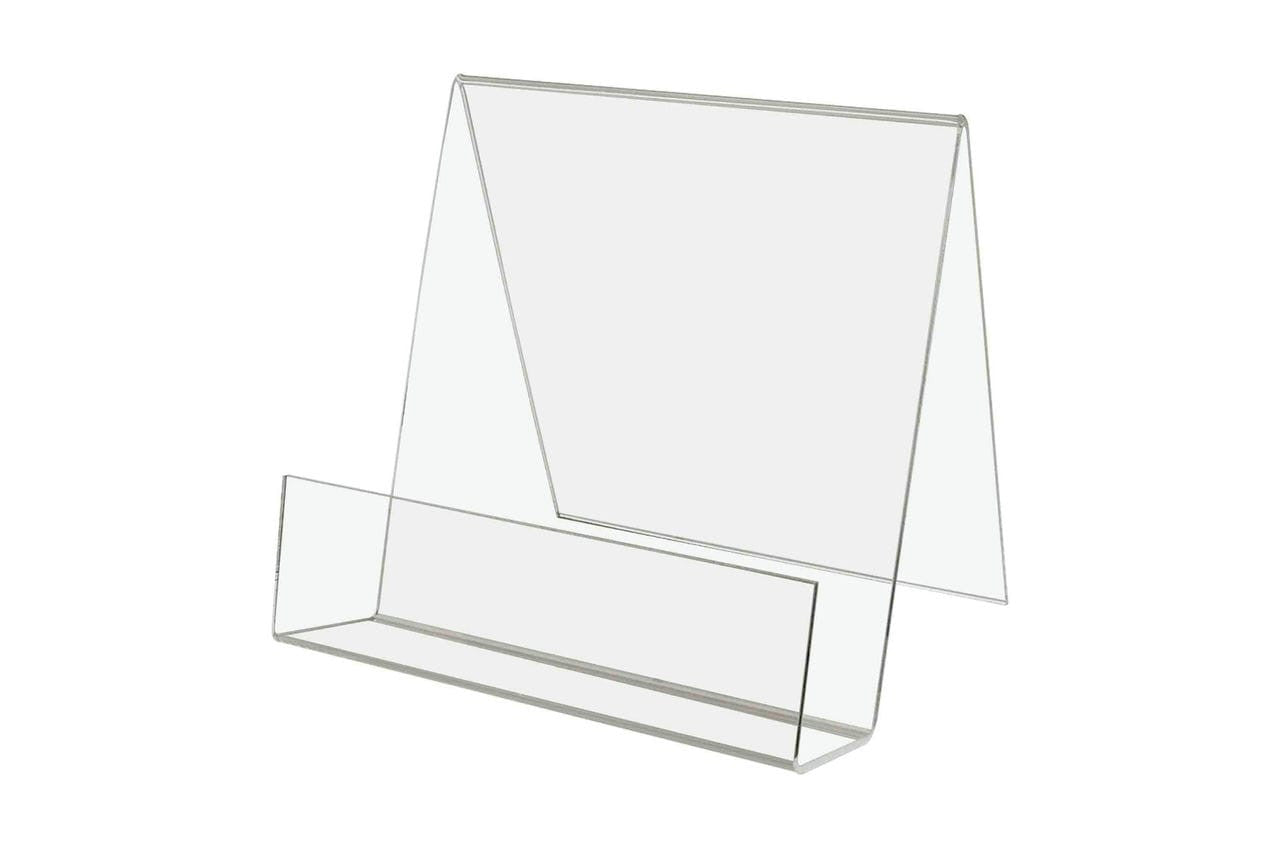 Seven Inch Wide by Seven Inch High Easel with Front Pocket Clear Acrylic Desktop or Countertop