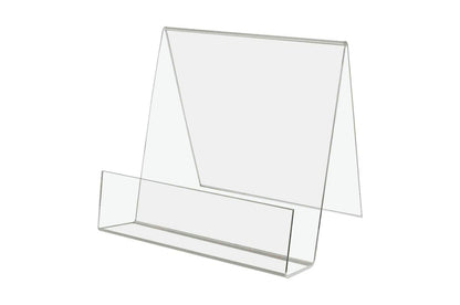 Seven Inch Wide by Seven Inch High Easel with Front Pocket Clear Acrylic Desktop or Countertop