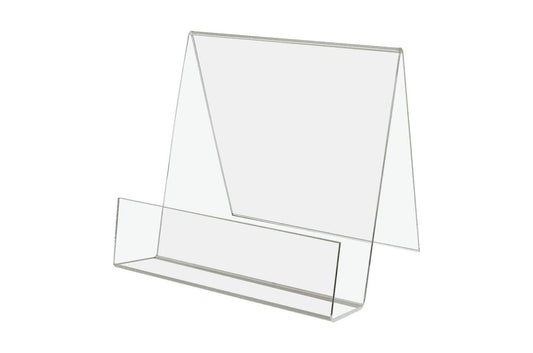 Seven Inch Wide by Seven Inch High Easel with Front Pocket Clear Acrylic Desktop or Countertop