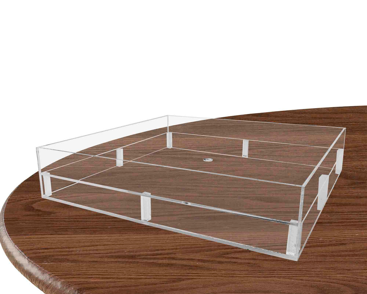 False bottom tray on table