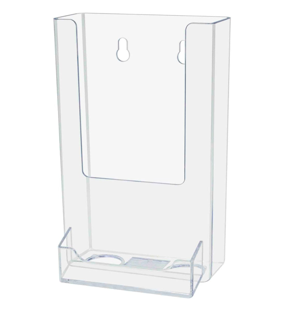 Tall Acrylic Holder Literature with Card Holder Wall Mount