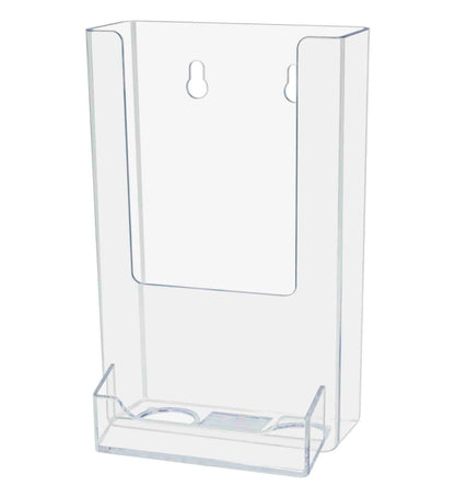 Tall Acrylic Holder Literature with Card Holder Wall Mount