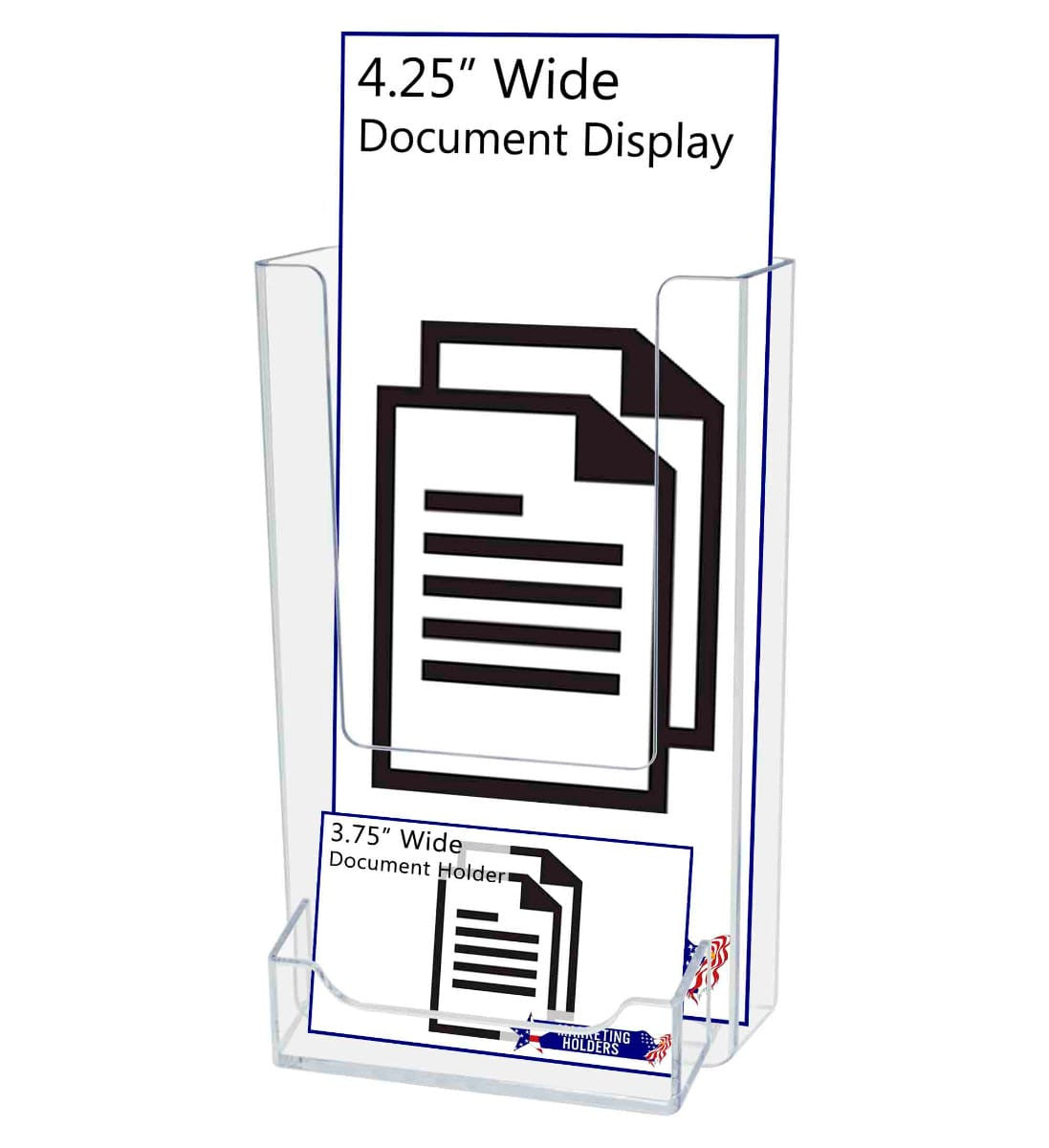 Tall Literature Holder with card box Literature Dimensions