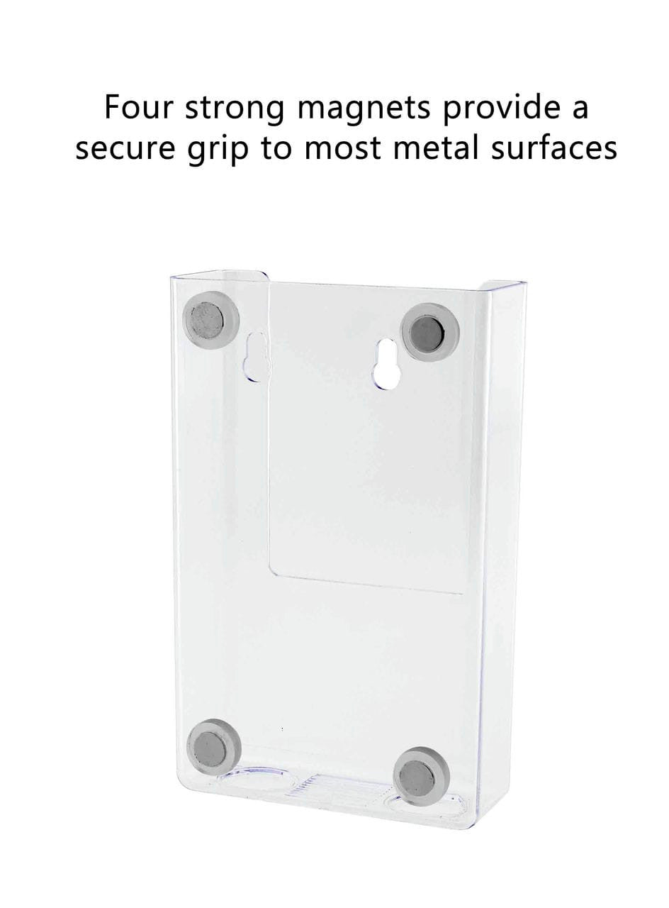 Magnetic literature holder back of product with magnets installed