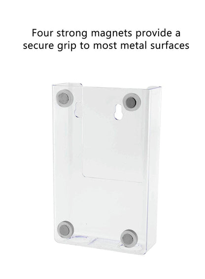 Magnetic literature holder back of product with magnets installed