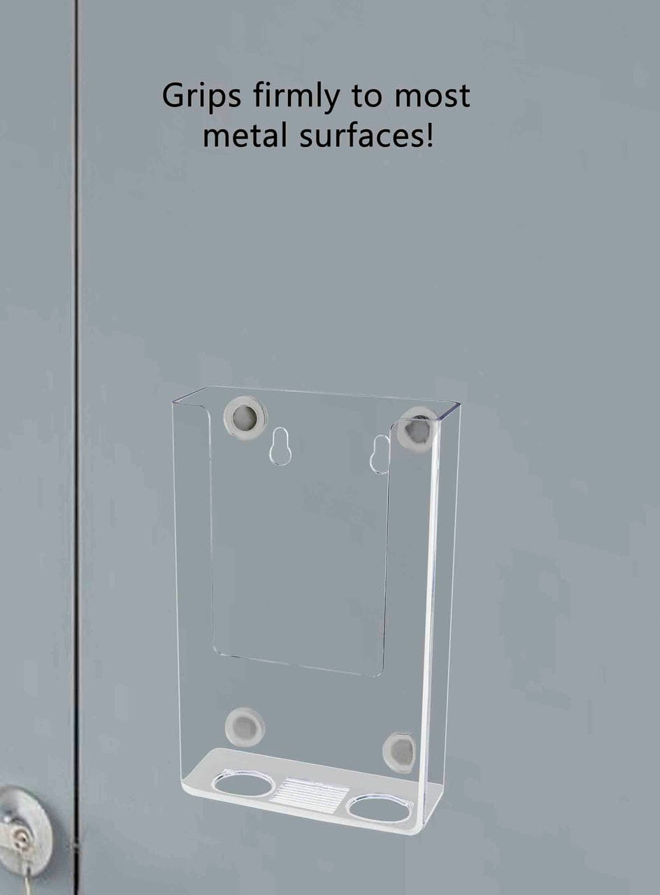 Magnetic literature holder on a metal surface