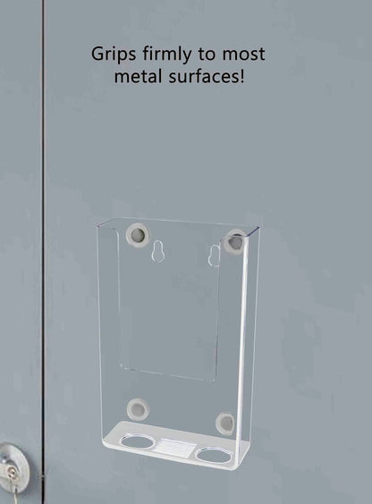 Magnetic literature holder on a metal surface