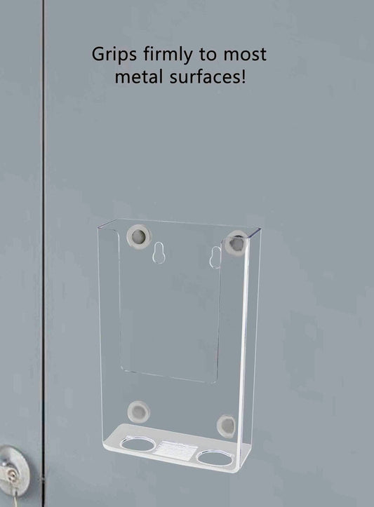Magnetic literature holder on a metal surface