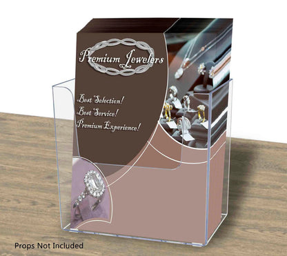 Five and a Half Inches Wall Mount or Countertop Brochure Holder filled with literature on a counter