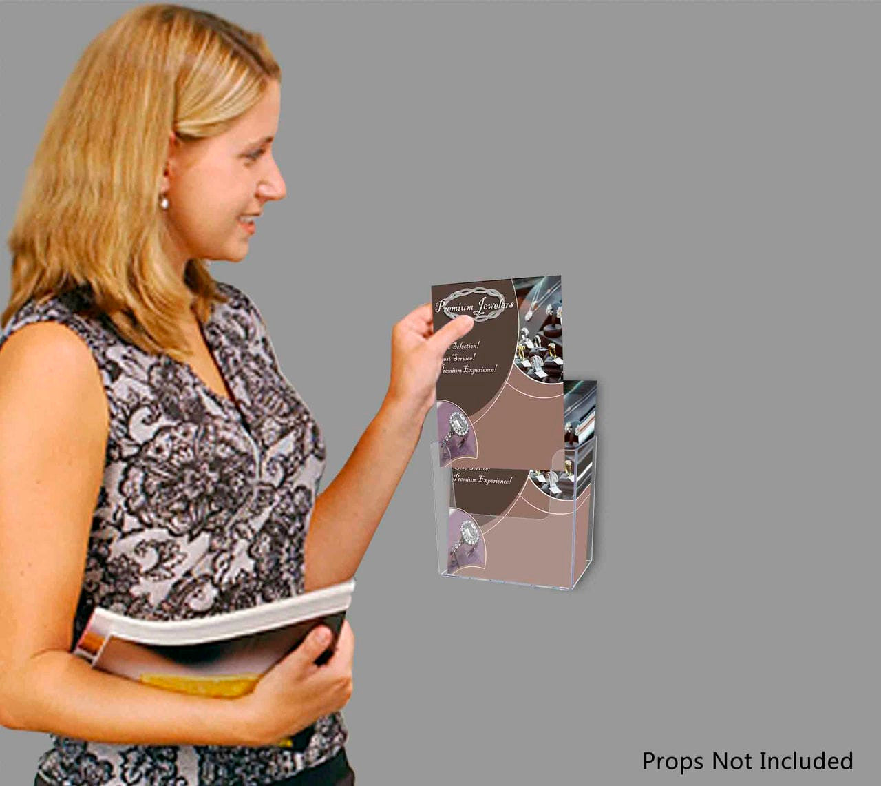 5.5"W Bifold Brochure Holder Deep Pocket Booklet Display Bin