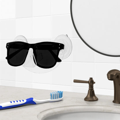 Tile Mount Eyewear Holder with Suction Cups for Bathrooms and Showers