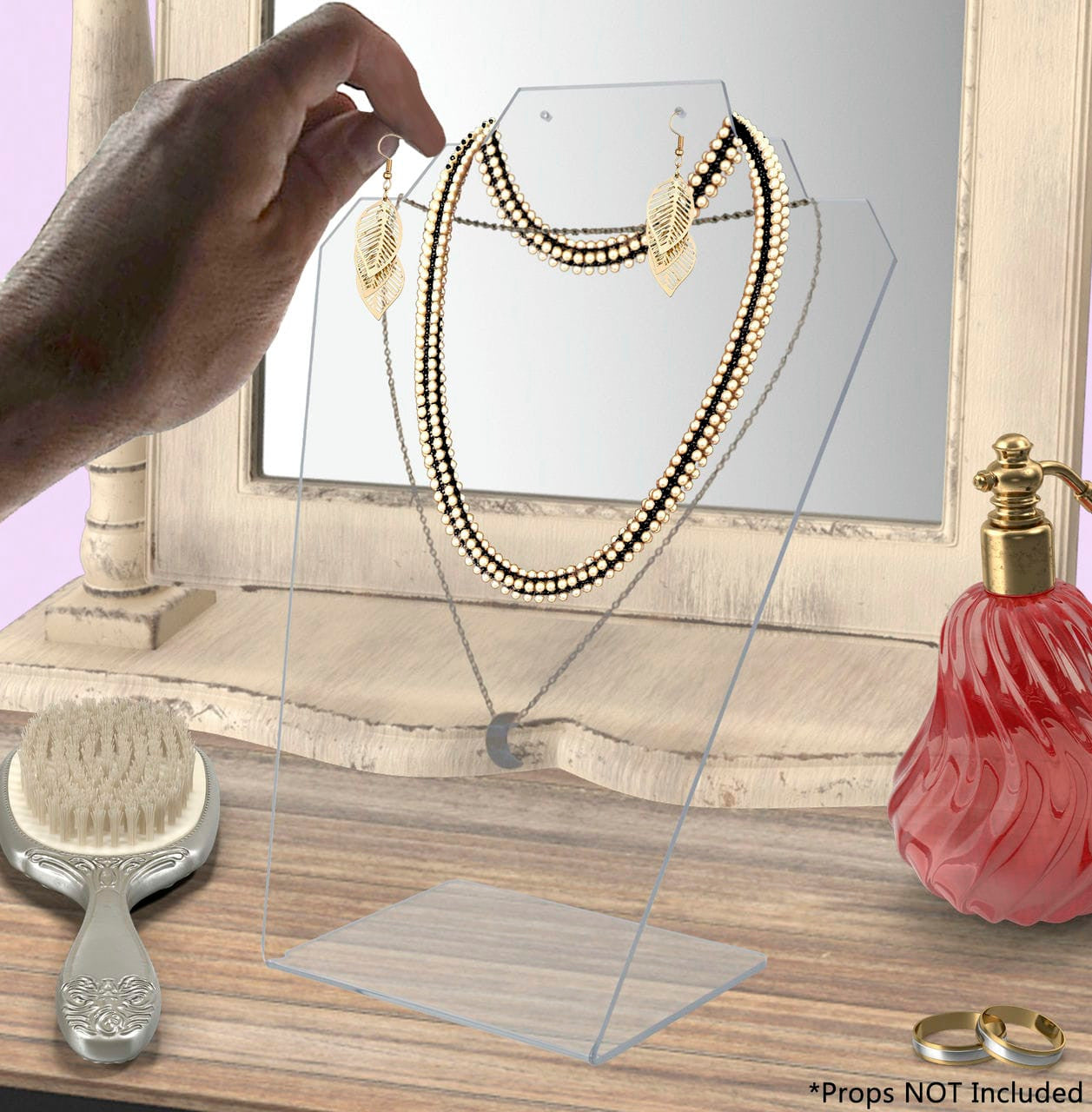 Jewelry Stand Earring Necklace Slant Back Display Showcase