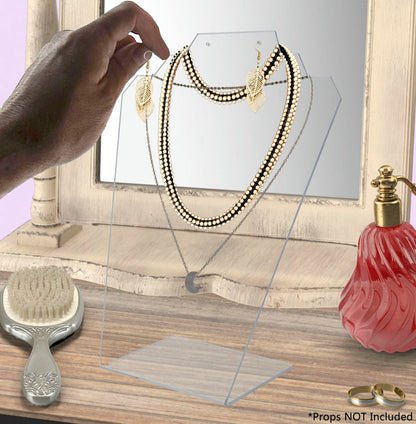 Jewelry Stand Earring Necklace Slant Back Display Showcase