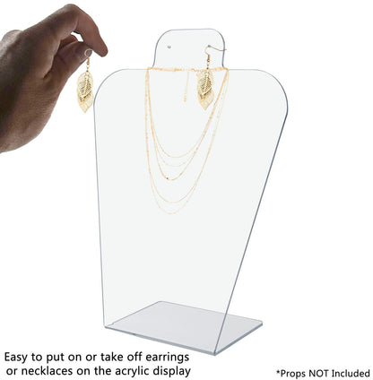 Twelve Inch High Earring Necklace Display Holder Slant Back Countertop Stand action