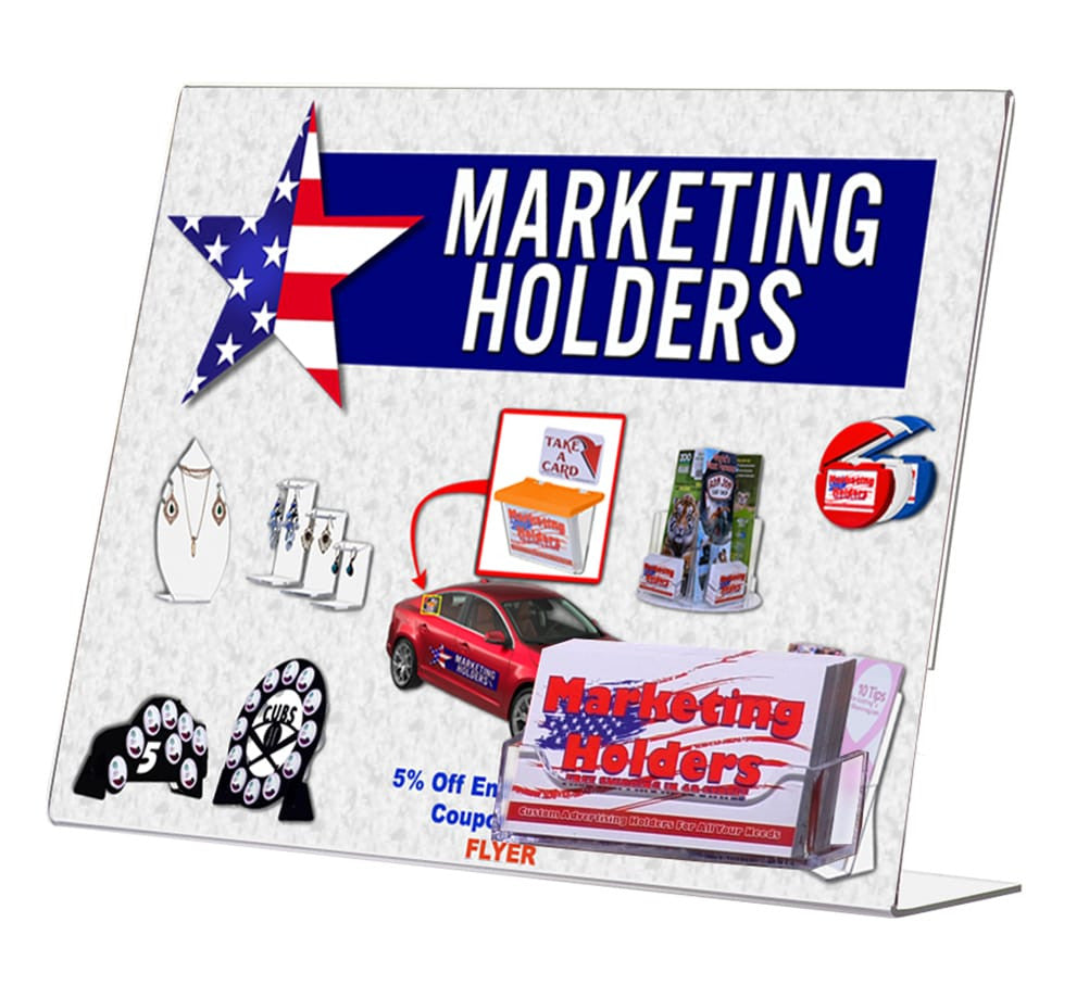 Letter Size Landscape Slanted Sign Display with Appointment Card Pocket