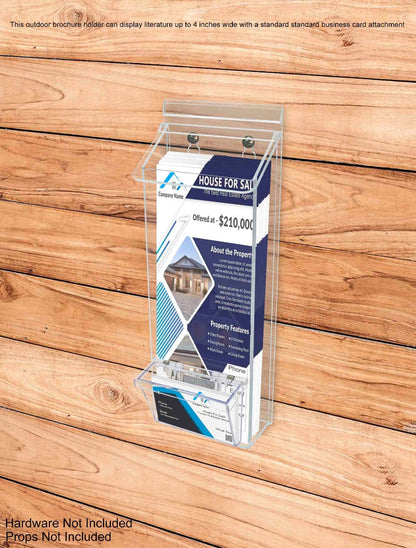 4"W x 11"H Outdoor Trifold Holder Wall Brochure Bin with Card Box