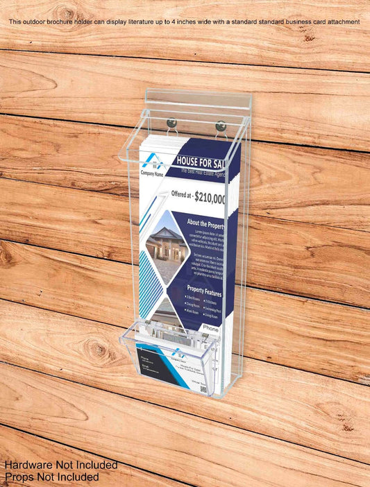 4"W x 11"H Outdoor Trifold Holder Wall Brochure Bin with Card Box