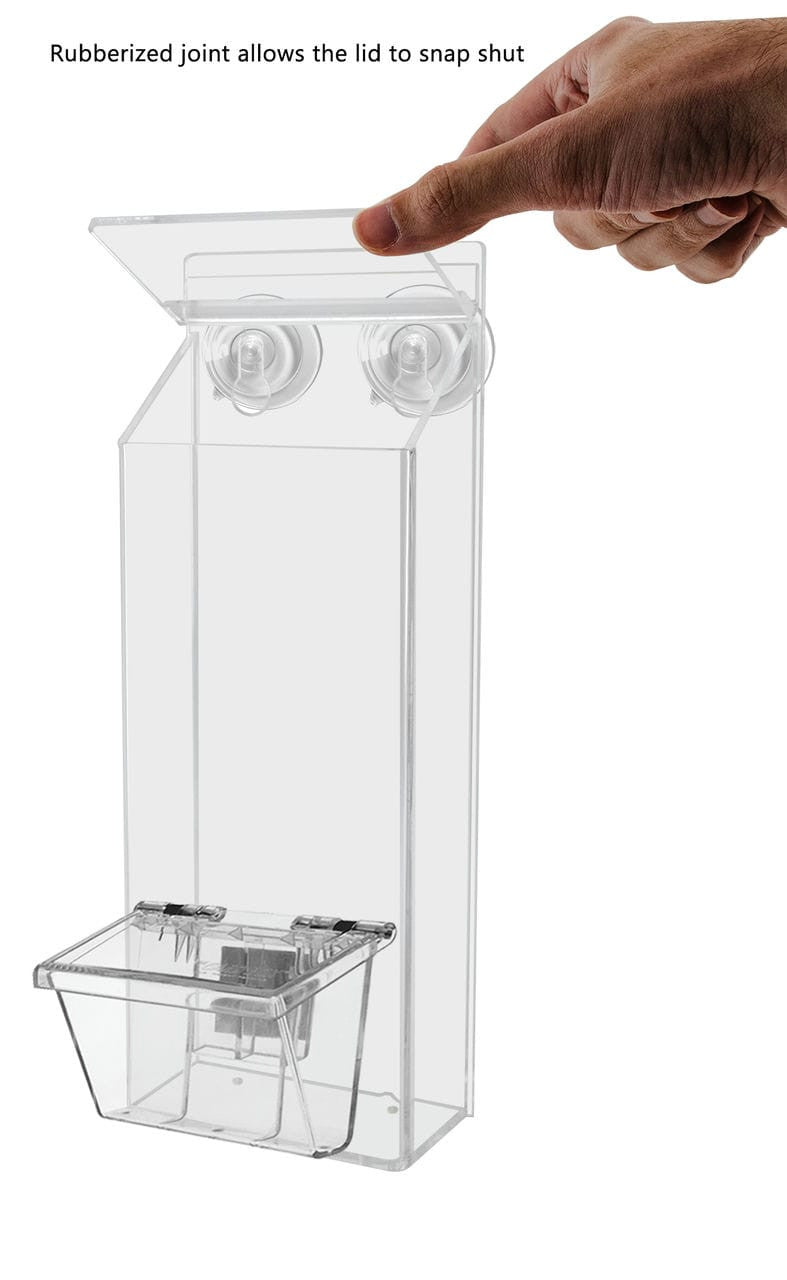 outdoor brochure holder with suction cups and box with lid open