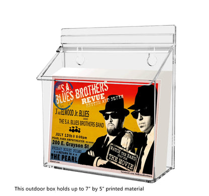 7.5"W x 5.5"H Outdoor Postcard Holder Wall Brochure Box with Lid