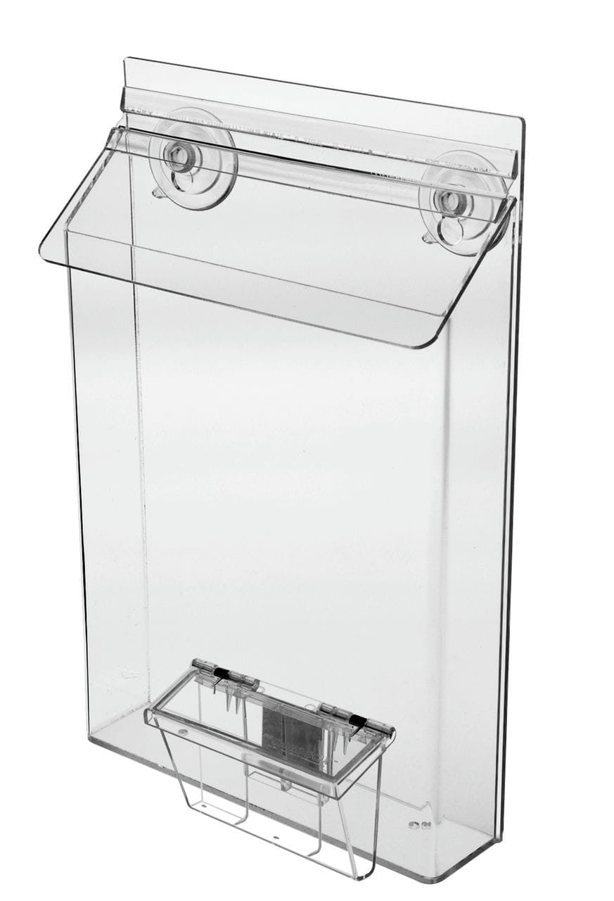outdoor brochure holder with suction cups and box for a set of business cards