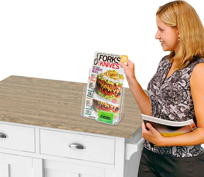 Amenity Flyer Display Stand for 8.5"W Catalogs with Card Pocket