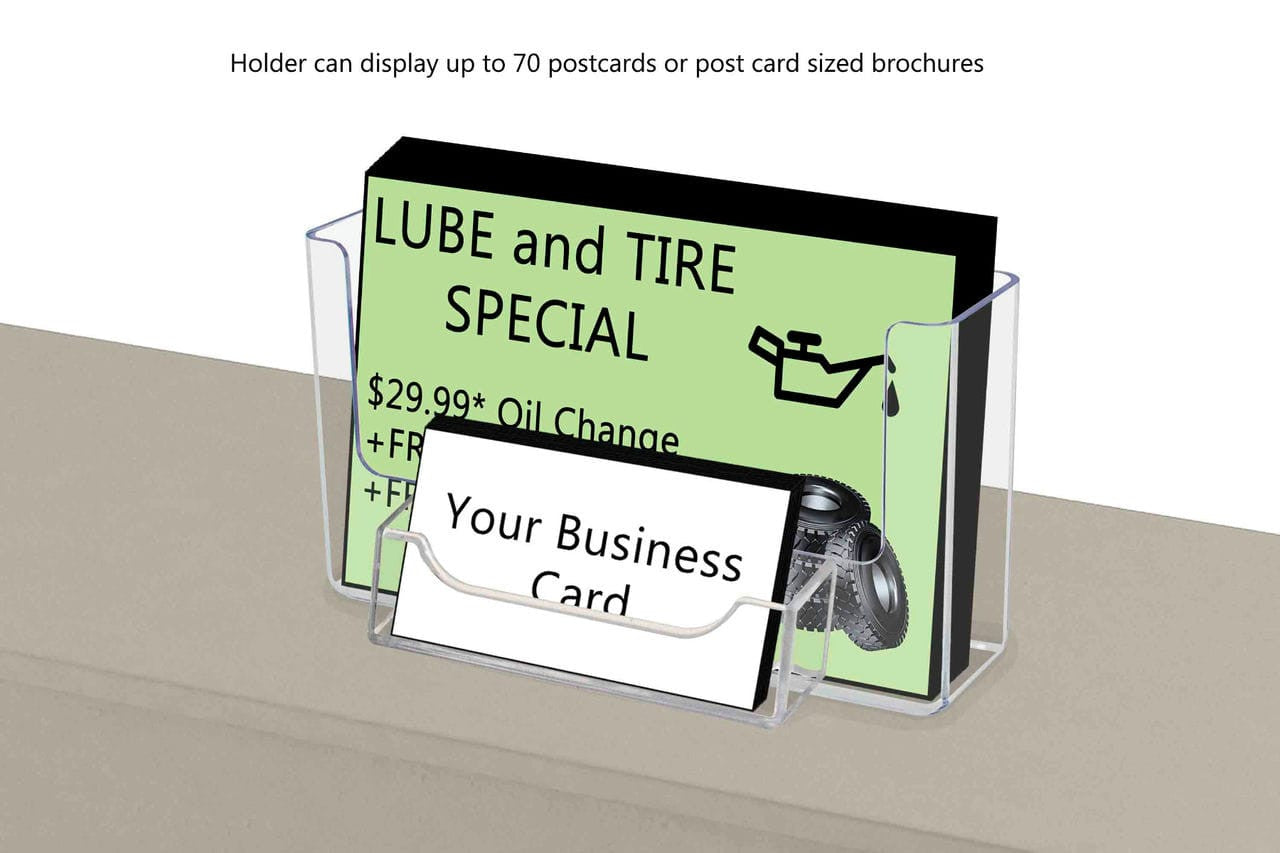 Holder can display up to seventy postcards or postcard sized literature Six Inches Wide
