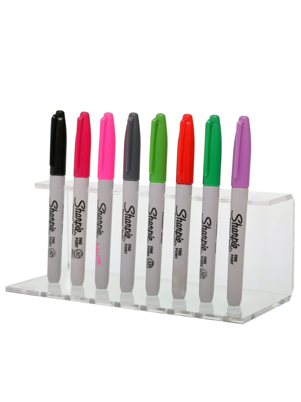 Pen and sharpie holder holds 8 writing utensils filled with sharpies