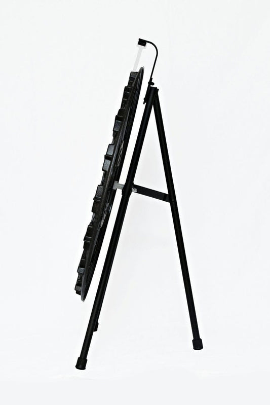 Side view of prize wheel with lights