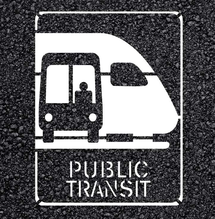 PUBLIC TRANSIT Stencil for Parking Lot and Blacktop Marking