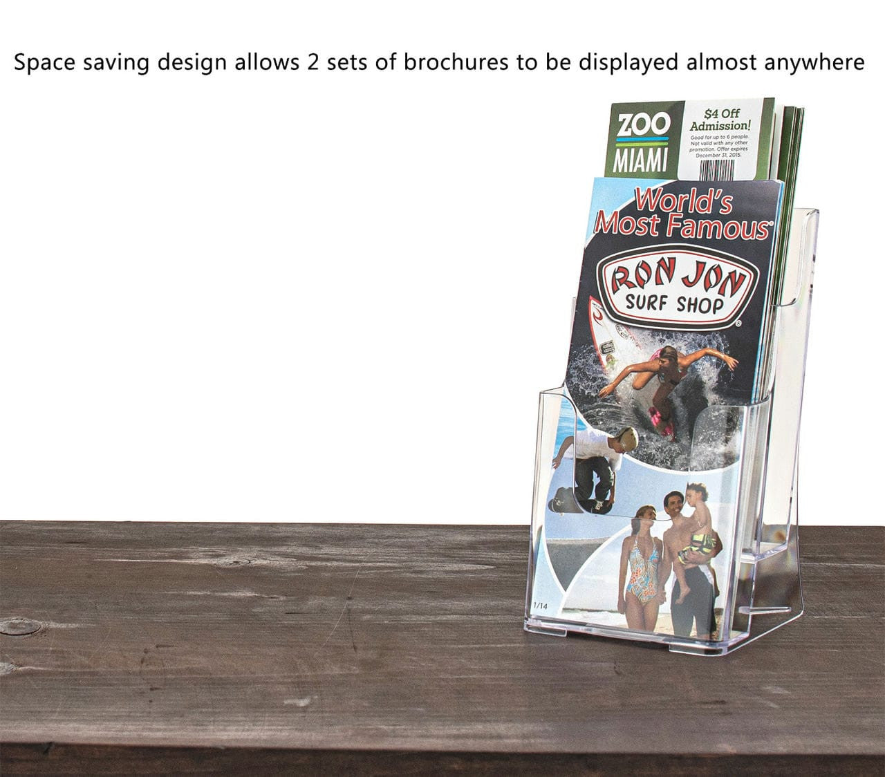 Trifold Display Stand for 4"W Brochures 2 Tier Organizer Caddy