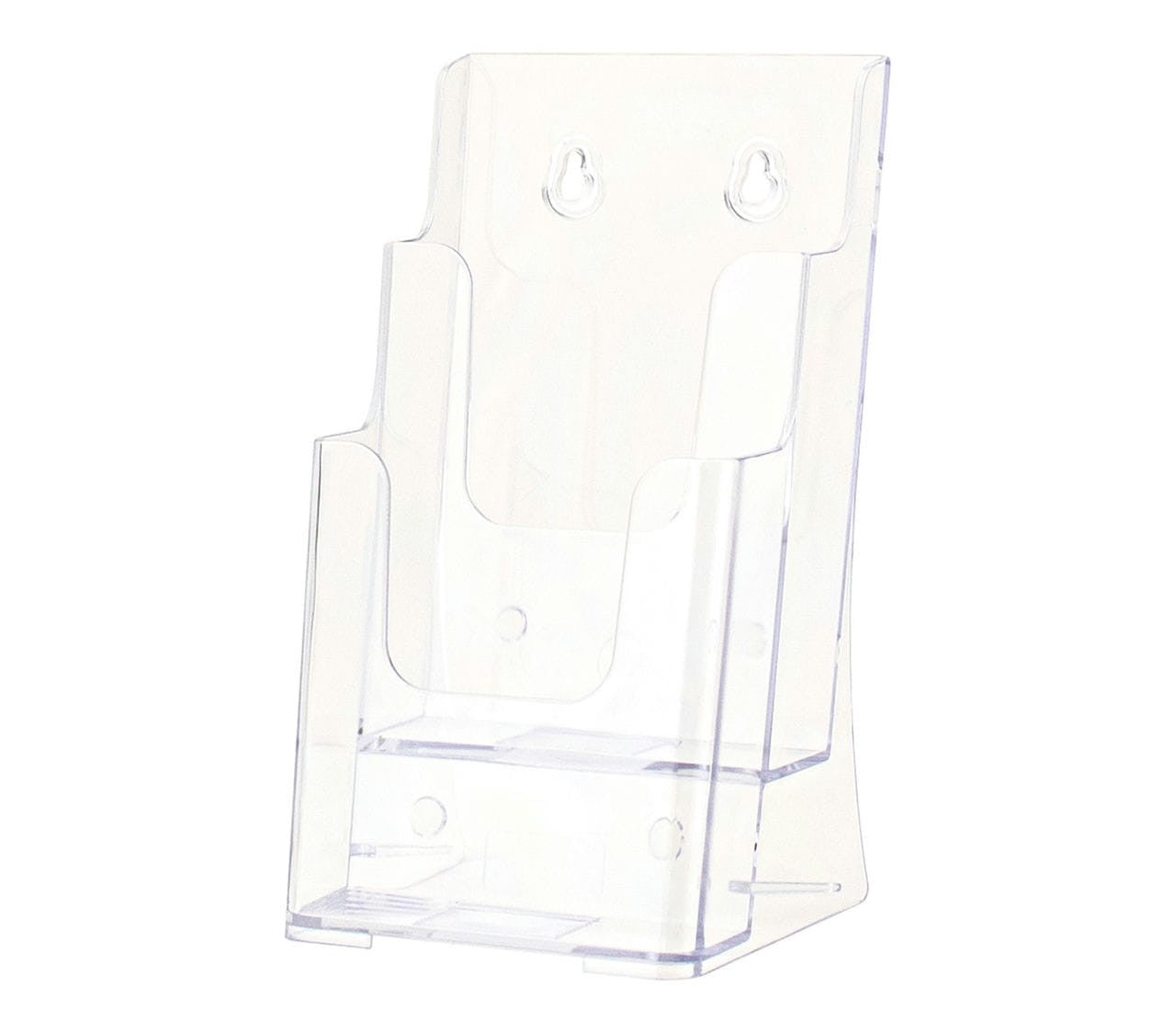 Clear Acrylic two Pocket Brochure Holder for Four Inches Wide Literature Wall Mount or Counter
