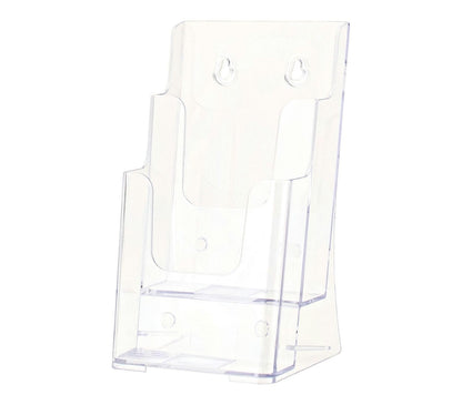 Clear Acrylic two Pocket Brochure Holder for Four Inches Wide Literature Wall Mount or Counter