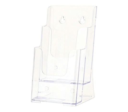 Clear Acrylic two Pocket Brochure Holder for Four Inches Wide Literature Wall Mount or Counter