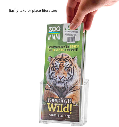 4"W Takeout Menu Display Trifold Brochure Holder Slant Back