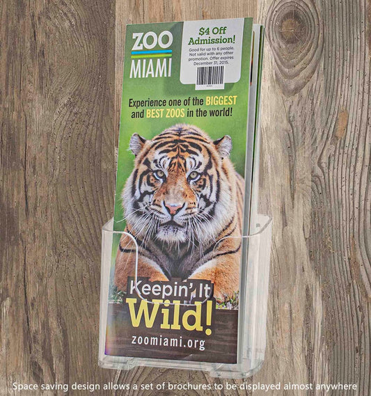 4"W Takeout Menu Display Trifold Brochure Holder Slant Back