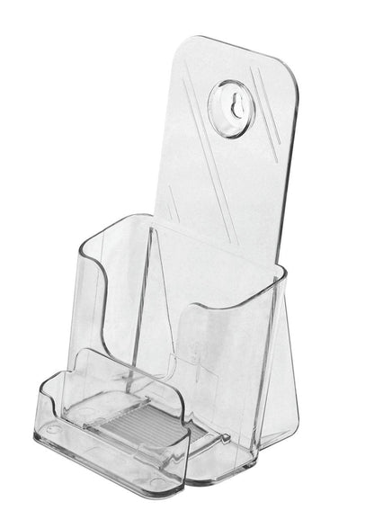 Trifold Brochure Holder for 4"W Literature with Business Card Slot