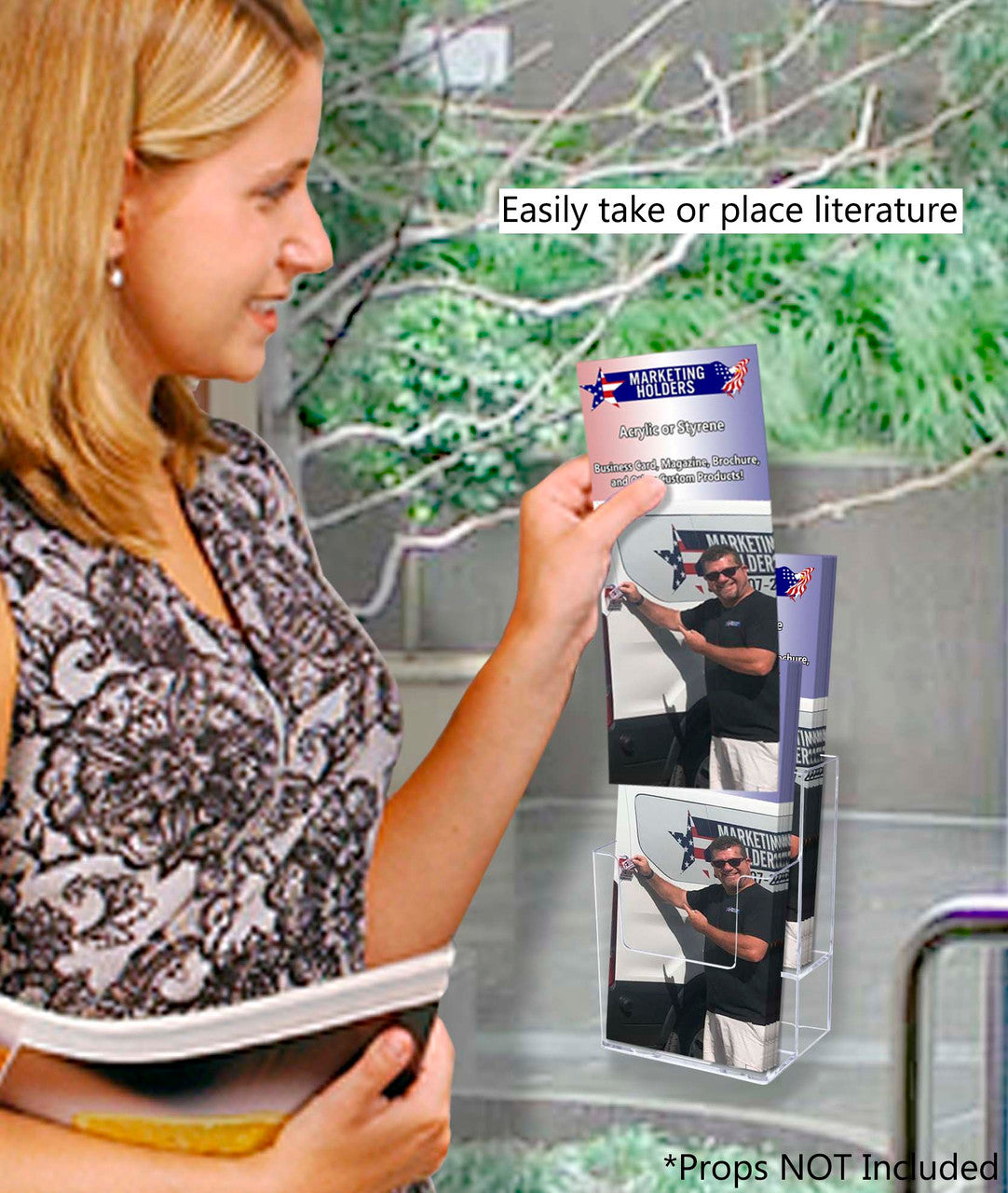 Suction Cup 4"W Trifold Brochure Window Mount Display