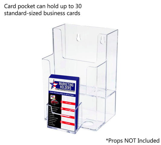 4"W Trifold Display Tiered 2 Pocket Stand with Vertical Card Slot