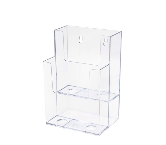 Trifold Holder for 4"W Brochures 2 Tier Multi Pocket Display Rack