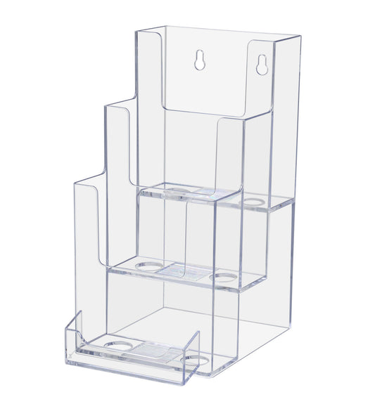 Brochure Holder for 4"W Literature 3 Tiers with Card Pocket