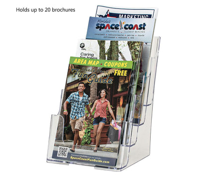 Bifold Brochure Holder 6"W Tiered 4 Pocket Display Rack