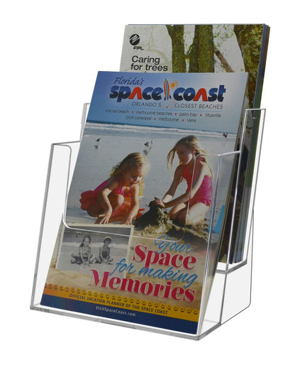 Brochure Holder Tiered 2 Pocket 6"W Bifold Display Rack