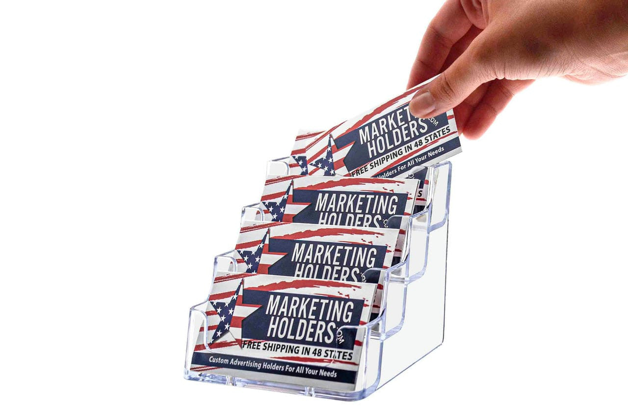 4 Pocket Tiered Retail Gift Card Display Business Card Holder