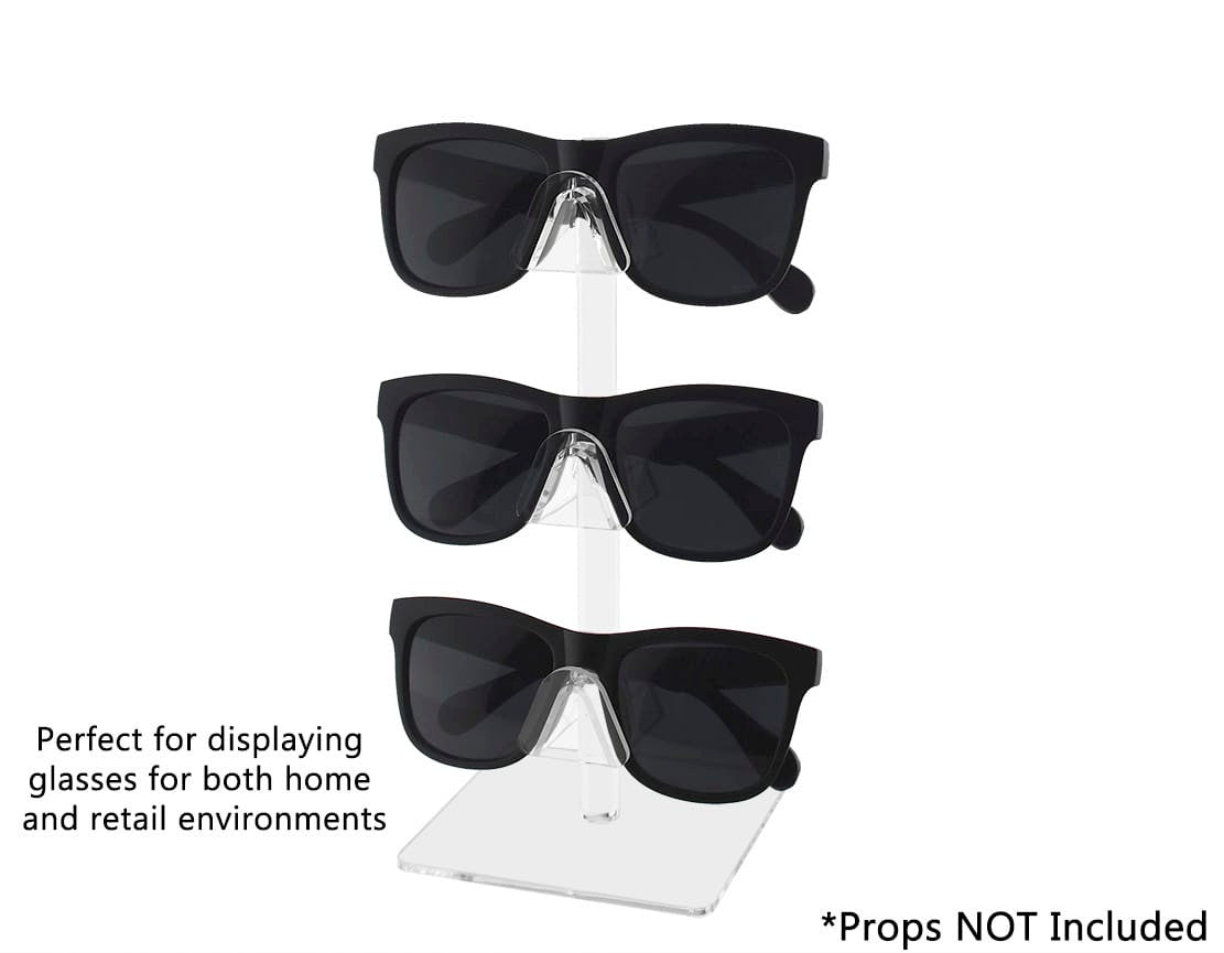 Triple Tier Eyewear Tabletop Display Rack Clear Square Base