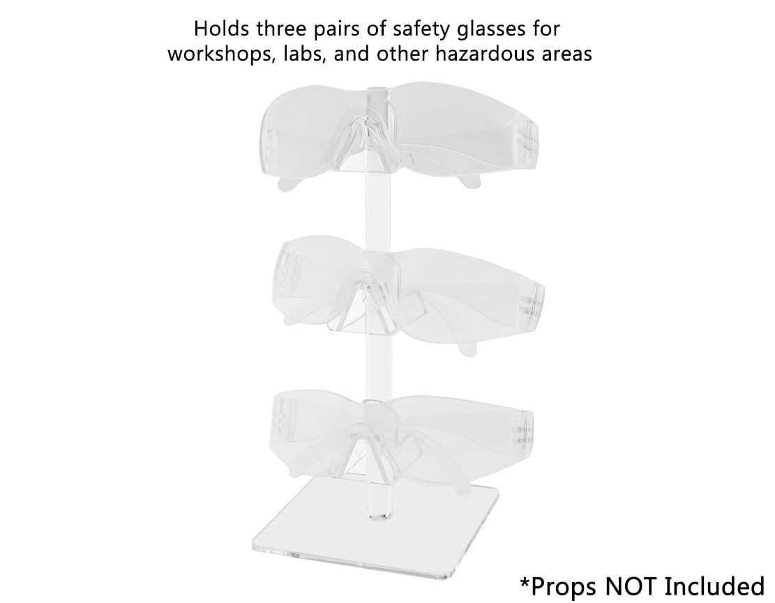 Triple Tier Eyewear Tabletop Display Rack Clear Square Base